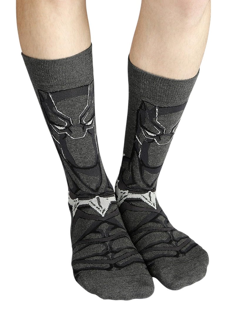 BALENZIA SocksXpress Marvel Men's Character Crew & Loafer/invisible Sock for Men- THE LEGENDARY BLACK PANTHER (Pack of 2) (Free Size) D.Grey - Image 4