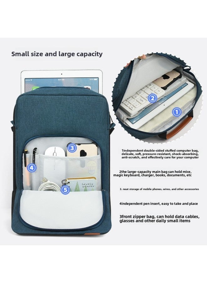 Crossbody Tablet Bag Waterproof Keyboard Large Capacity IPad Storage 13-inch Tablet Bag Storage Bag Portable-Color:Ink Blue-Size:13inch - Image 3