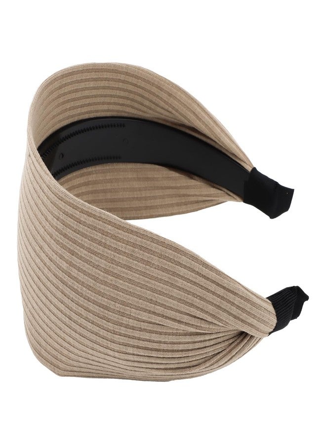 ACO-UINT Khaki Headband for Women, Boho Wide Headbands Thick Headbands with Teeth, Large Head Bands for Women's Hair Turban Hairbands Hair Accessories for Women - Image 1