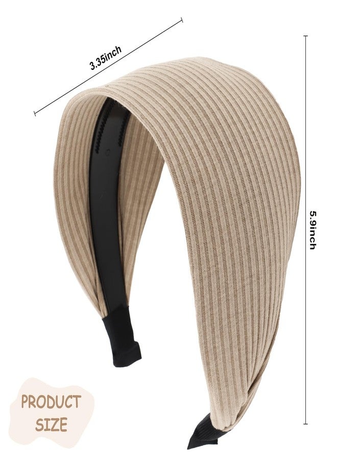 ACO-UINT Khaki Headband for Women, Boho Wide Headbands Thick Headbands with Teeth, Large Head Bands for Women's Hair Turban Hairbands Hair Accessories for Women - Image 2