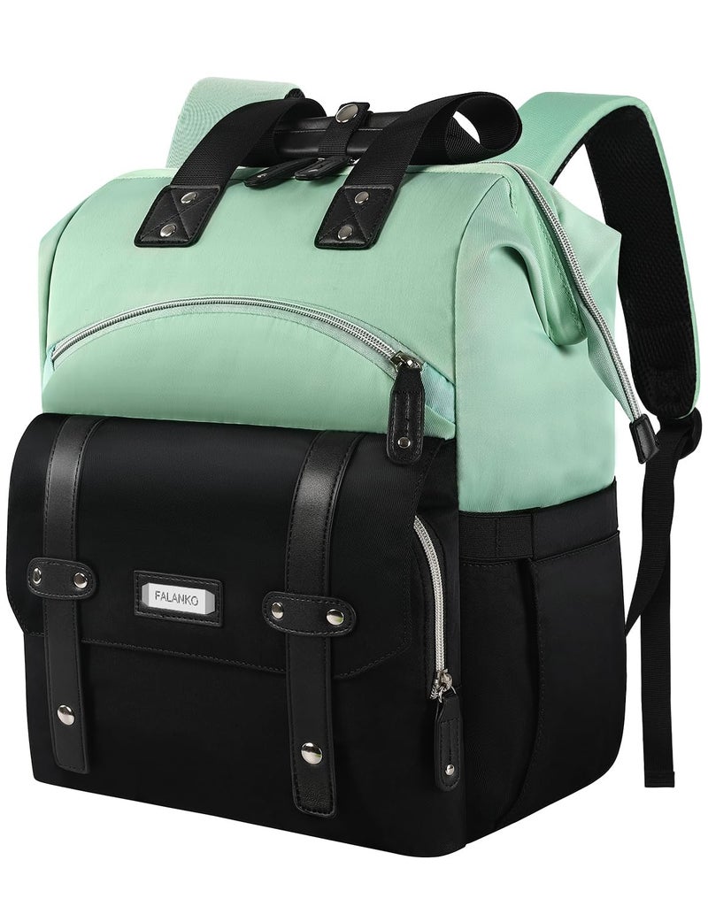 FALANKO Laptop Backpack for WomenCollege Work Teacher backpack for 156 Inch laptopTravel Anti Theft Laptops Backpack RFID Shoulder Purse Bags Green Black - Image 2