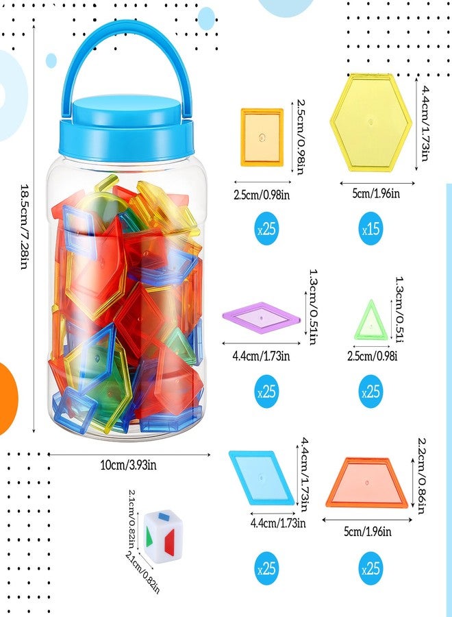 Faccito 200 Pcs Geometric Set Light Table Manipulatives Include 140 Translucent Pattern Blocks 60 3D Shape Geometric Solids with Dice for Educational Teaching Light Table Accessories - Image 3