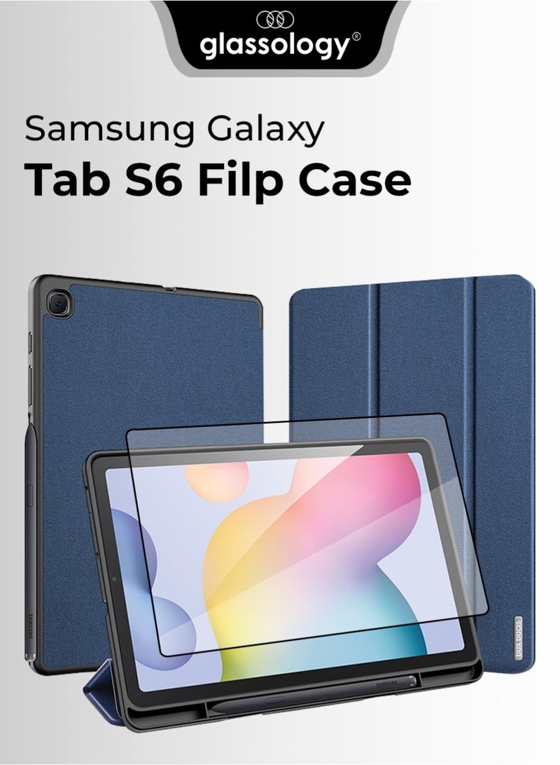 DUX DUCIS Glassology Dux Ducis Bundle for Galaxy Tab S6 Lite 10.4 Premium Protection Domo Series Flip Case with Smart Wake/Sleep & Tempered Glass Screen Protector - Image 2