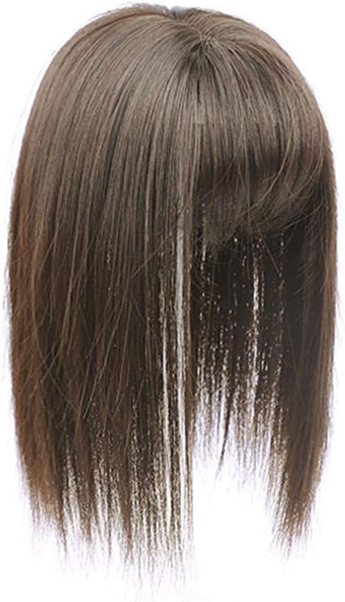 Crown Clip on Hairpiece with 3D fringe Hair Topper Natural Look Synthetic Wiglet for Thin Hair by Remeehi 14 Light Brown