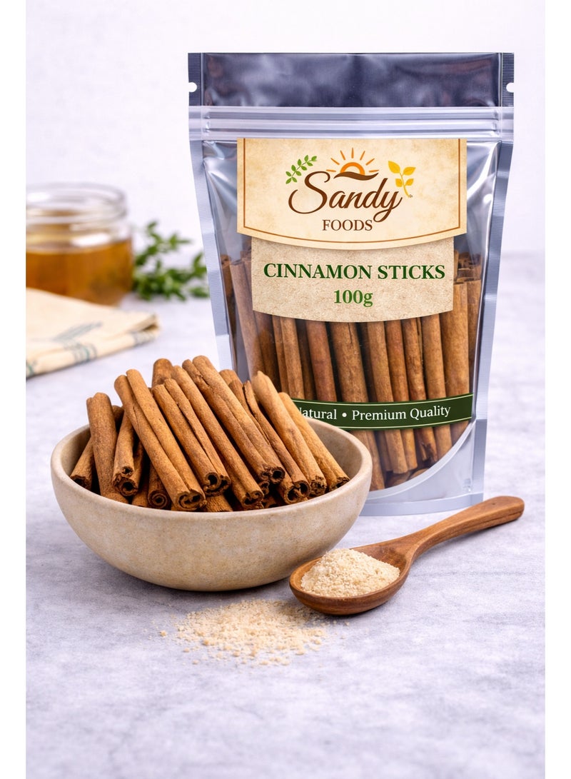Sandy Foods Cinnamon Sticks 100g – قرفة عود – طبيعي 100% – نكهة عطرية دافئة – جودة عالية - Image 1