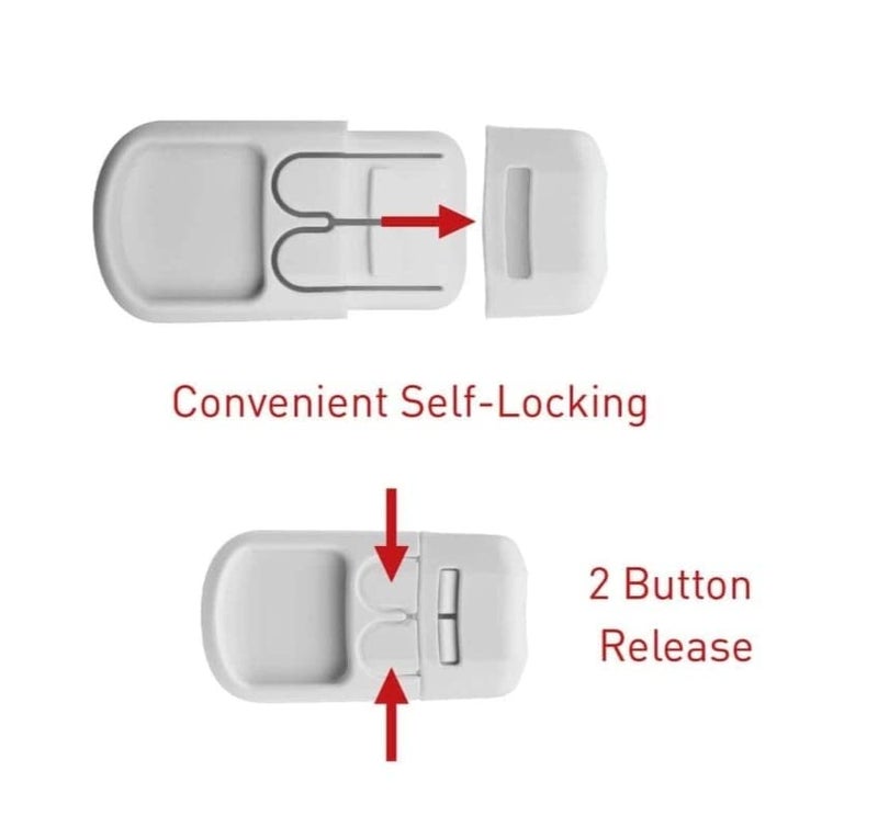 RIANZ White Corner Drawer Locks Works on end Drawers or Filing cabinets No Tools Required Baby proofing with Confidence (Pack of 10) - Image 3
