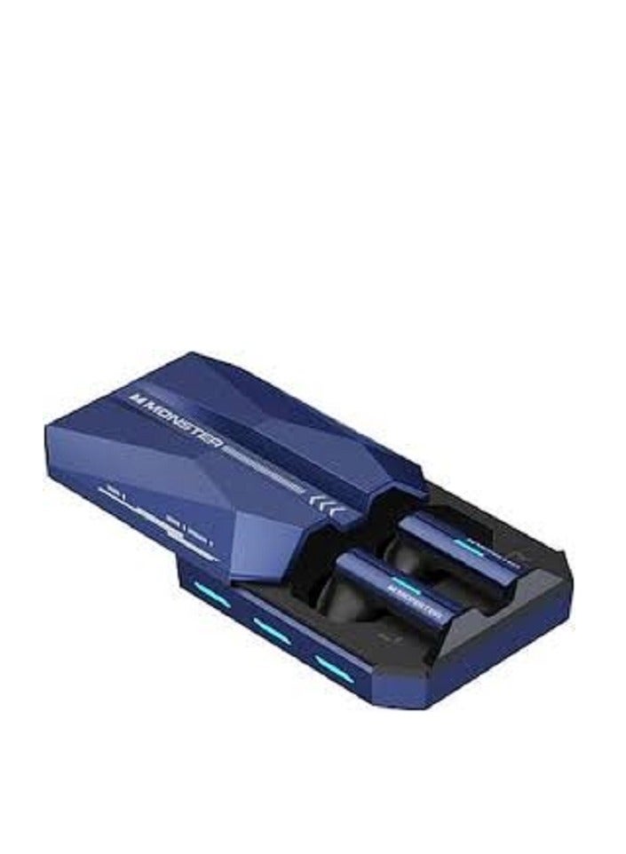 Monster XKT11 Wireless Bluetooth Earbuds Gaming Headphones Deep Bass Low Latency Game Headset with Built-in Microphone For Gaming Noise Canceling Headsets Blue - Image 1
