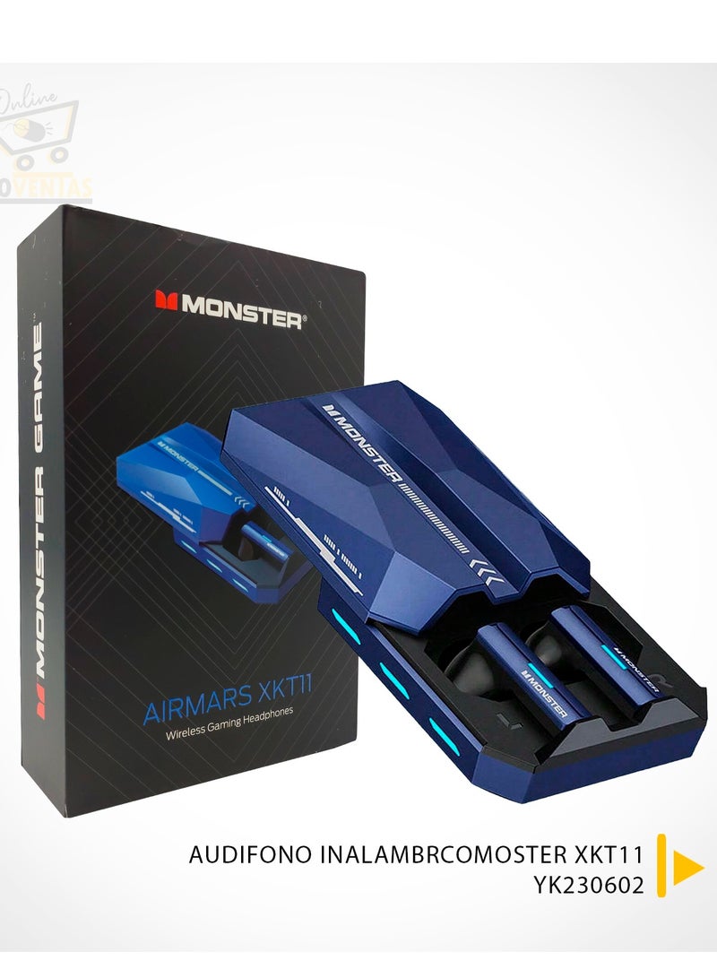 Monster XKT11 Wireless Bluetooth Earbuds Gaming Headphones Deep Bass Low Latency Game Headset with Built-in Microphone For Gaming Noise Canceling Headsets Blue - Image 5