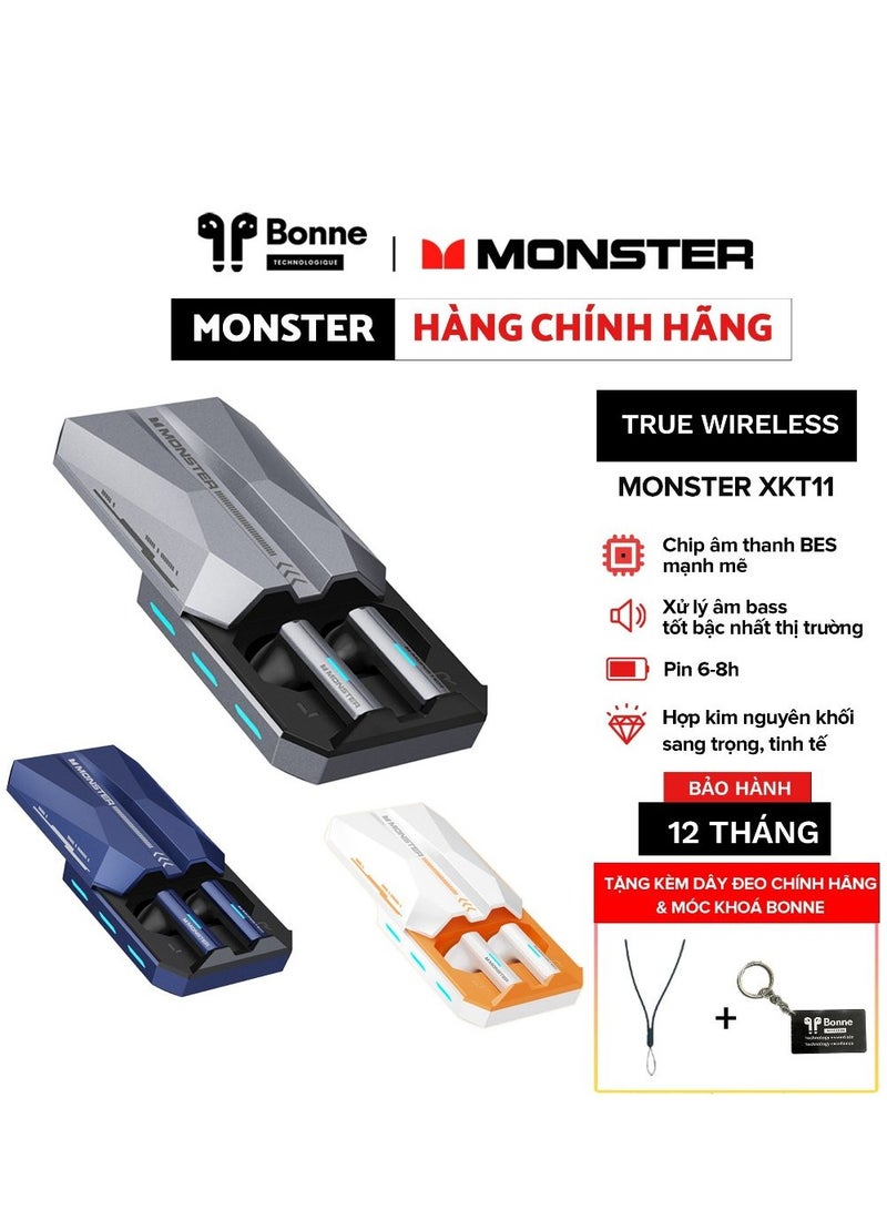 Monster XKT11 Wireless Bluetooth Earbuds Gaming Headphones Deep Bass Low Latency Game Headset with Built-in Microphone For Gaming Noise Canceling Headsets Blue - Image 4