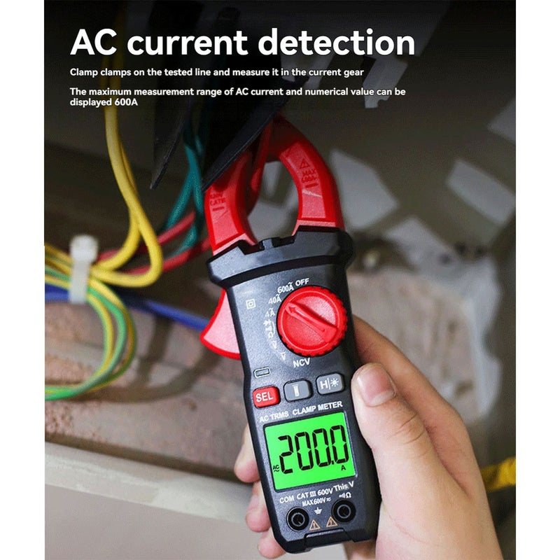 Clamp Multimeter AC/DC 600A Digital Multimeter Current Temperature Capacitance Voltage Resistance Multimeter - Image 2