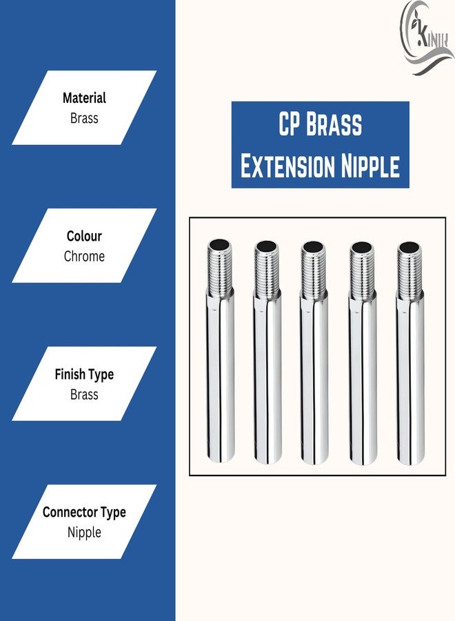 KINIK CP Brass Extension Nipple 6 Inch | 3/8 Inch Thread Size | Chrome Plated Brass Pipe Extension | Pack of 1 - Image 5