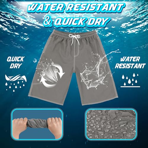Srnede Mens Swim Trunks Swimming Trunks Swim Shorts Quick Dry 11 Inch with Mesh Lining Funny Swimwear Bathing Suits Light Grey - Image 4