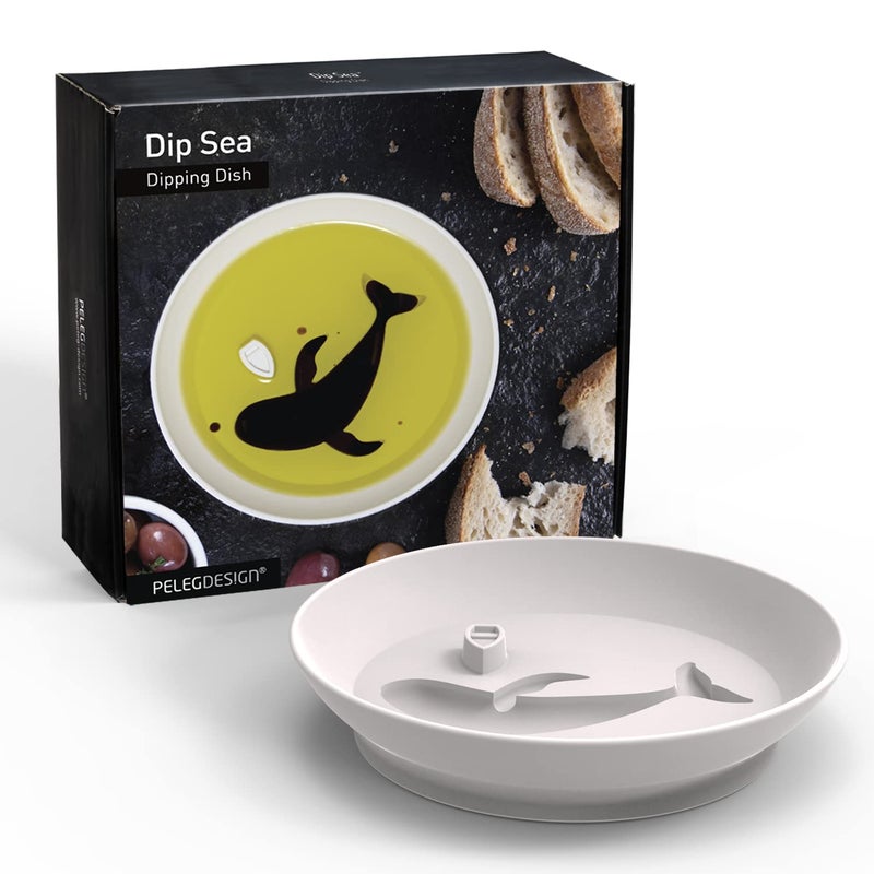 PELEG DESIGN Dip Sea Whale Dipping Dish - Balsamic, Olive Oil, Soy Sauce Plate - Round Bowl (White) - Image 1