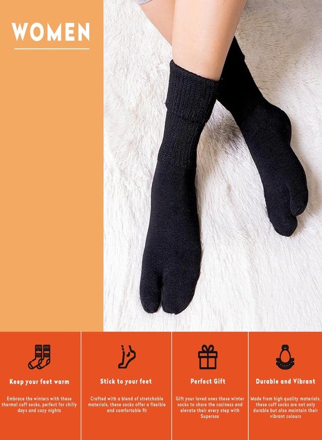 Supersox Women Wool Winter Thermal Regular Length Thumb Socks Made with Thermal Control Technology & Extra Cushioning For a Warmth & Cozy Feel (Pack Of 3), Multicolour - Image 4