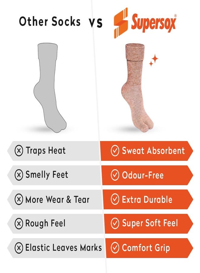Supersox Women Wool Winter Thermal Regular Length Thumb Socks Made with Thermal Control Technology & Extra Cushioning For a Warmth & Cozy Feel (Pack Of 3), Multicolour - Image 5