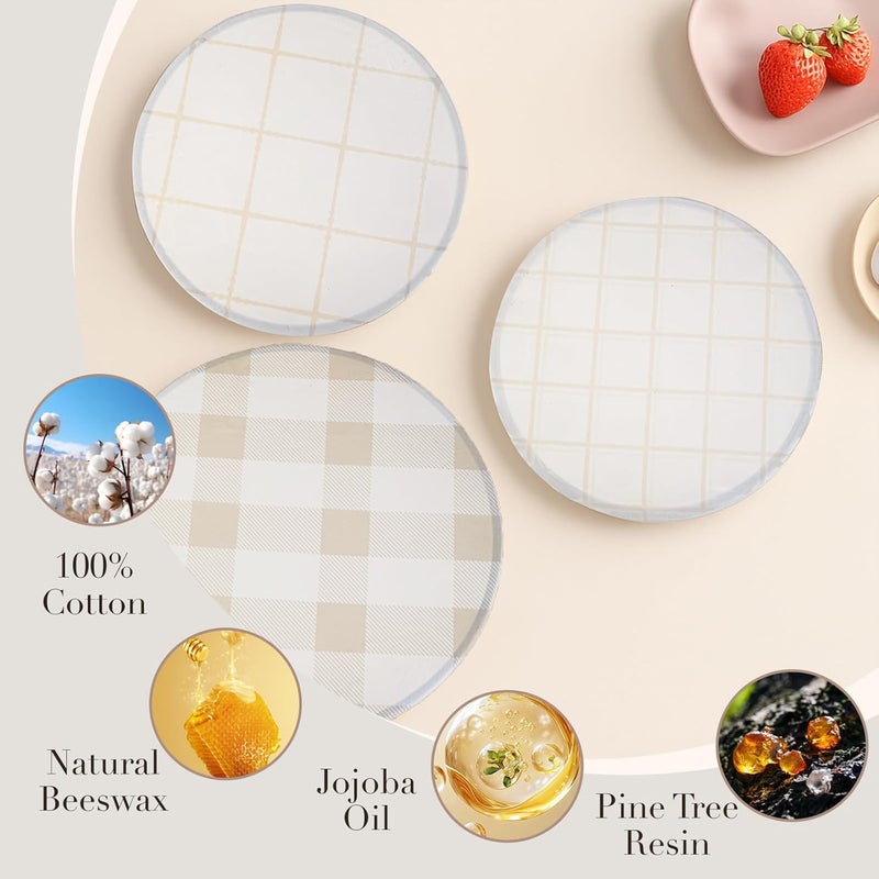 Tirphy Reusable Bowl Covers for Bread Proofing - Beeswax Bowl Covers Reusable 8/10/12 Inch - Elastic Cotton Cloth Sourdough Cover - Shower Caps for Sourdough Bread - Image 4