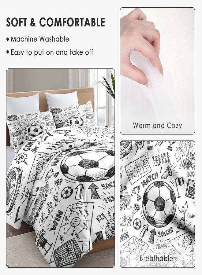 WeCozy طقم لحاف WeCozy مزدوج مع غطاء وسادة، طقم سرير ناعم مكون من قطعتين بتصميم كرة وكأس كرة قدم، مناسب لغرف نوم الأطفال والكبار. - Image 5