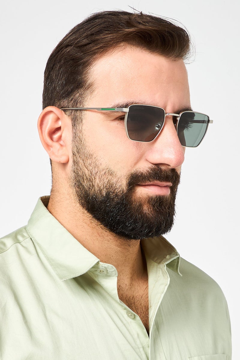 LACOSTE Men L260S Square Sunglasses, Silver - Image 2