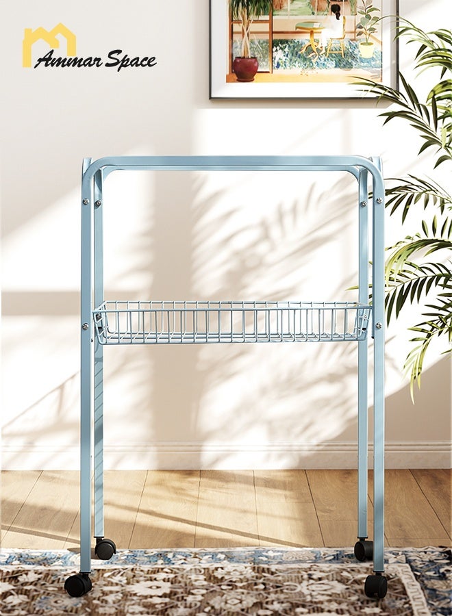 Ammar Space Light Blue-Bird Cage Stand with Wheels Metal Pet Cage Holder Storage Shelf for Parrot Budgie Cockatiel Rolling Bird Cage Rack Organizer 43×31×69cm - Image 3