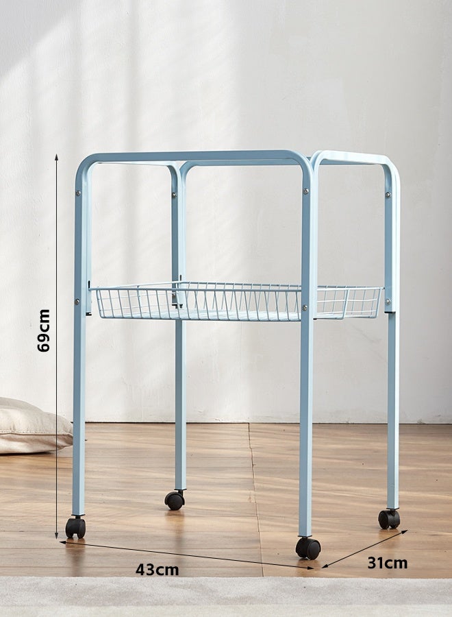 Ammar Space Light Blue-Bird Cage Stand with Wheels Metal Pet Cage Holder Storage Shelf for Parrot Budgie Cockatiel Rolling Bird Cage Rack Organizer 43×31×69cm - Image 5