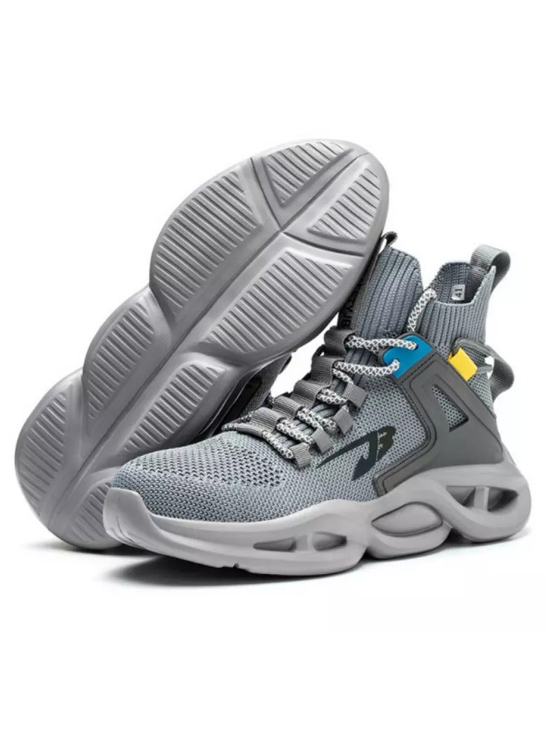 Men's Woven Breathable Steel Toe Puncture Proof Cushioned Safety Shoes Comfy Non Slip Rubber Sole Durable Work Shoes Men's Footwear (40 EUR) - Image 1