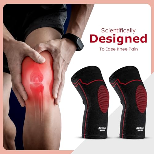 AGEasy (Max Group) Kneecap for Men & Women | Knee Support for Gym, Sports & Pain Relief | 4-Way Stretch, Anti-Slip, Inner Cotton Lining for Comfort | Knee Sleeves for Squats, Running & Cycling (M, Comfort Ease (Black-Red)) - Image 4