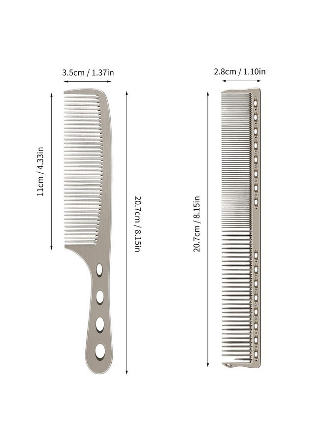 ZIBARBER Hair Styling Comb,2PCS Metal Combs For Hair Women,Space Aluminum Stainless Steel Anti-static Sparse Haircut Comb Beauty Tool (Silvery) - Image 3