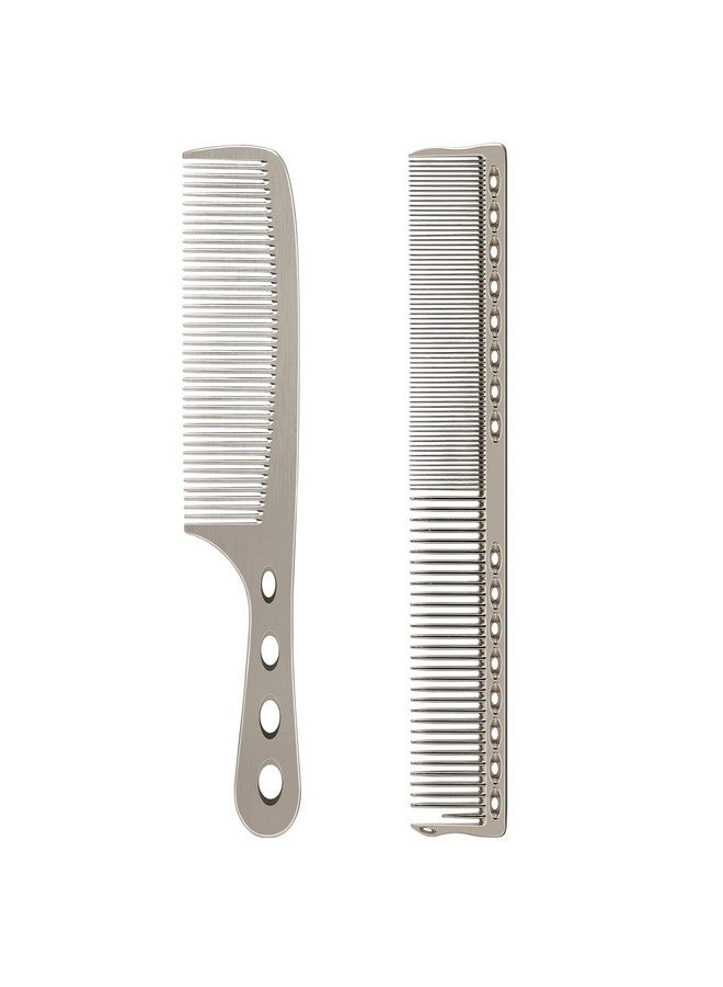 ZIBARBER Hair Styling Comb,2PCS Metal Combs For Hair Women,Space Aluminum Stainless Steel Anti-static Sparse Haircut Comb Beauty Tool (Silvery) - Image 1