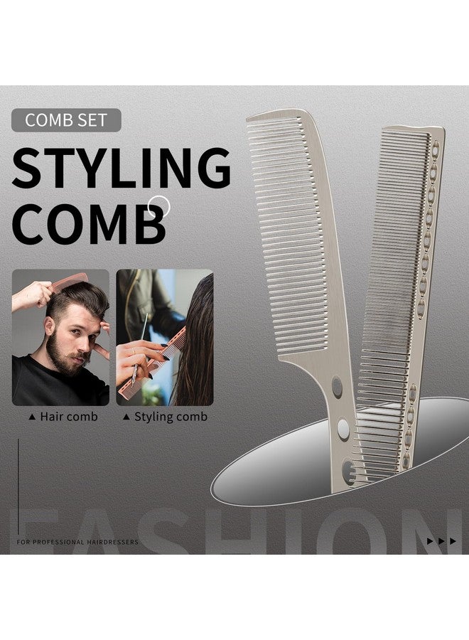 ZIBARBER Hair Styling Comb,2PCS Metal Combs For Hair Women,Space Aluminum Stainless Steel Anti-static Sparse Haircut Comb Beauty Tool (Silvery) - Image 2