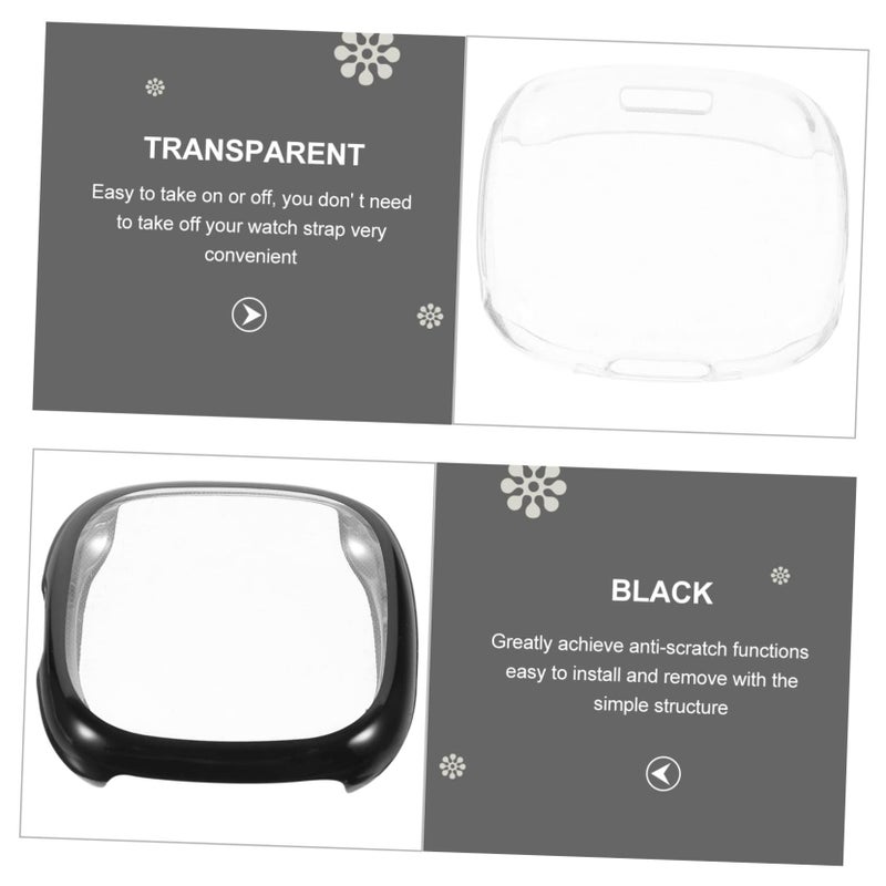 2Pcs Black TPU Smartwatch Case Anti Scratch Lightweight Full Protection Bumper - Image 3