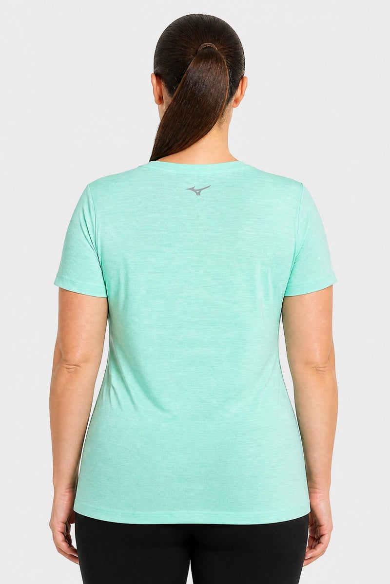 Mizuno Women Sportswear Fit Short Sleeve Training T-Shirt, Heather Green - Image 4