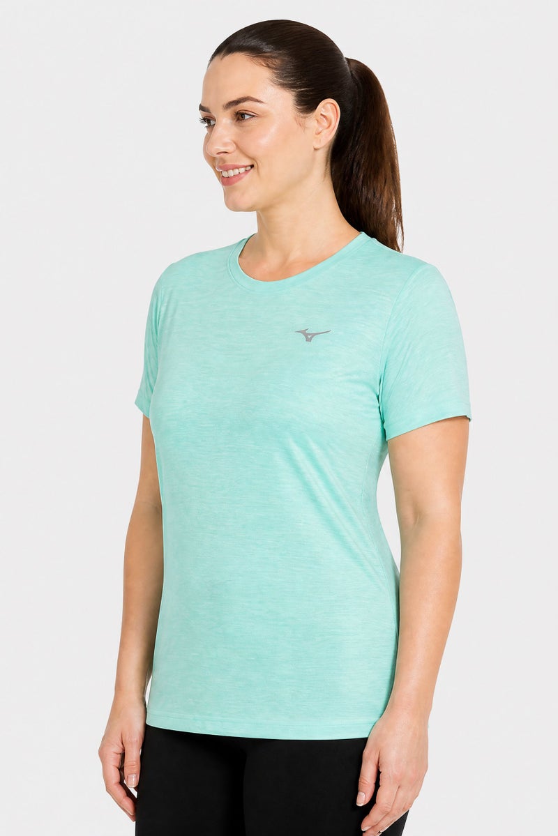 Mizuno Women Sportswear Fit Short Sleeve Training T-Shirt, Heather Green - Image 3