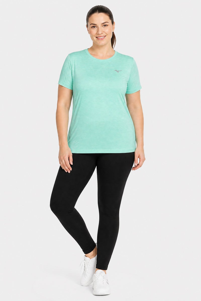 Mizuno Women Sportswear Fit Short Sleeve Training T-Shirt, Heather Green - Image 2