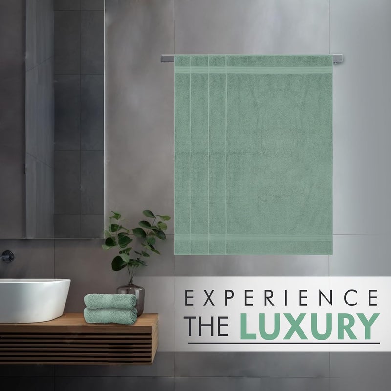 Ambra Linens مجموعة مناشف أمبرا لينين 500 GSM عالية الامتصاص 100 قطن ناعمة وفخمة للاستخدام في جميع المواسم كبيرة للاستخدام اليومي متينة 4 قطع مناشف يد لون أخضر مائي - Image 3