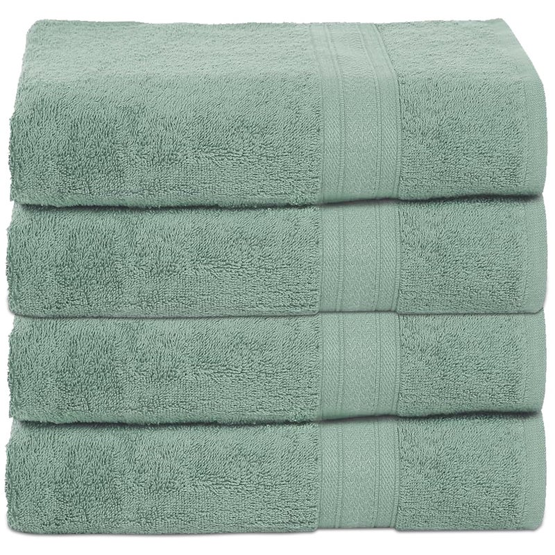 Ambra Linens مجموعة مناشف أمبرا لينين 500 GSM عالية الامتصاص 100 قطن ناعمة وفخمة للاستخدام في جميع المواسم كبيرة للاستخدام اليومي متينة 4 قطع مناشف يد لون أخضر مائي - Image 1