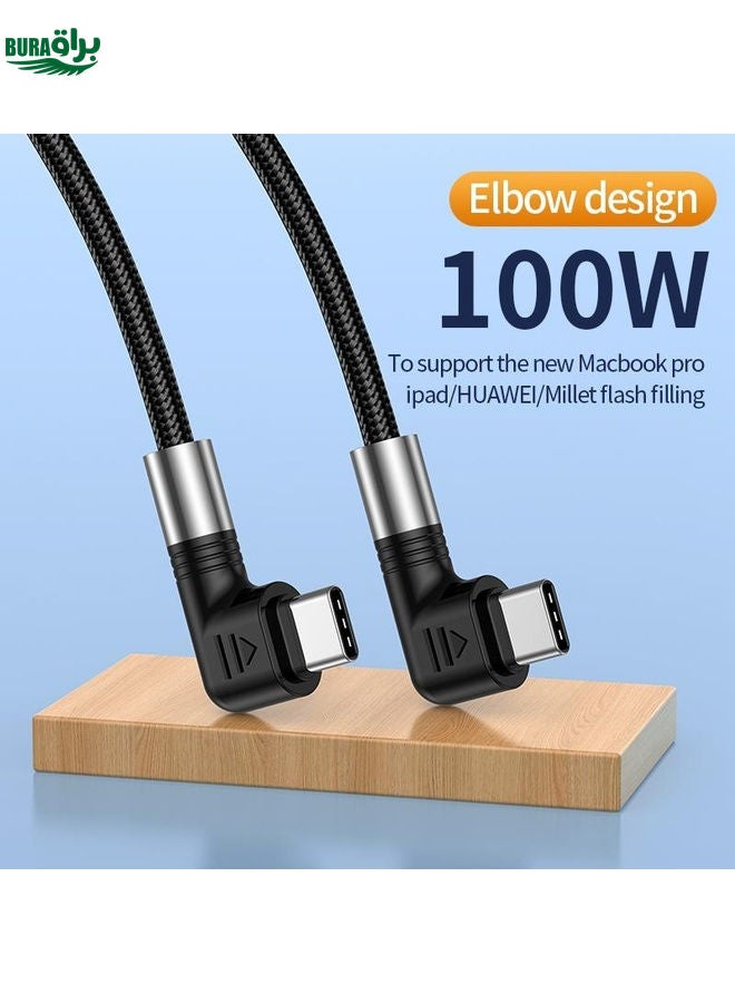 BURAQ A9 100W USB-C/Type-C to USB-C/Type-C Double Elbow Data Cable, Length:1m - Image 4