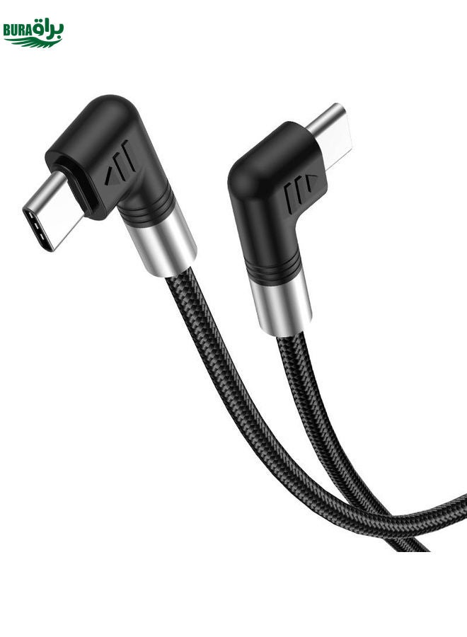 BURAQ A9 100W USB-C/Type-C to USB-C/Type-C Double Elbow Data Cable, Length:1m - Image 2