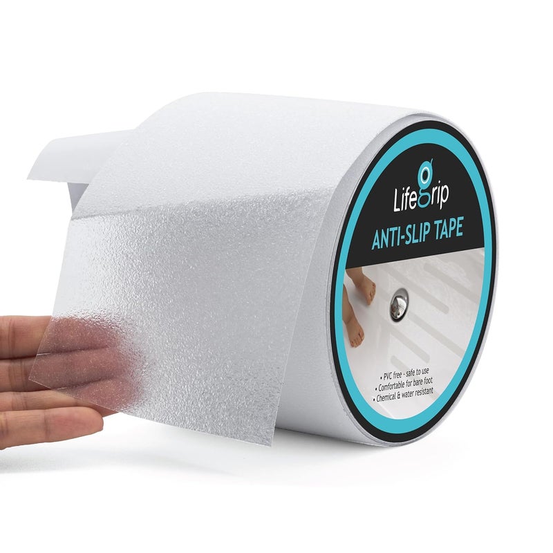 شريط شفاف مانع للانزلاق، احتكاك عالٍ، قبضة قوية، شريط جر مانع للانزلاق لأحواض الاستحمام والقوارب والسلالم، شفاف، ناعم، مريح للقدمين حافيتين (عرض 4 بوصات × طول 16.4 قدمًا)