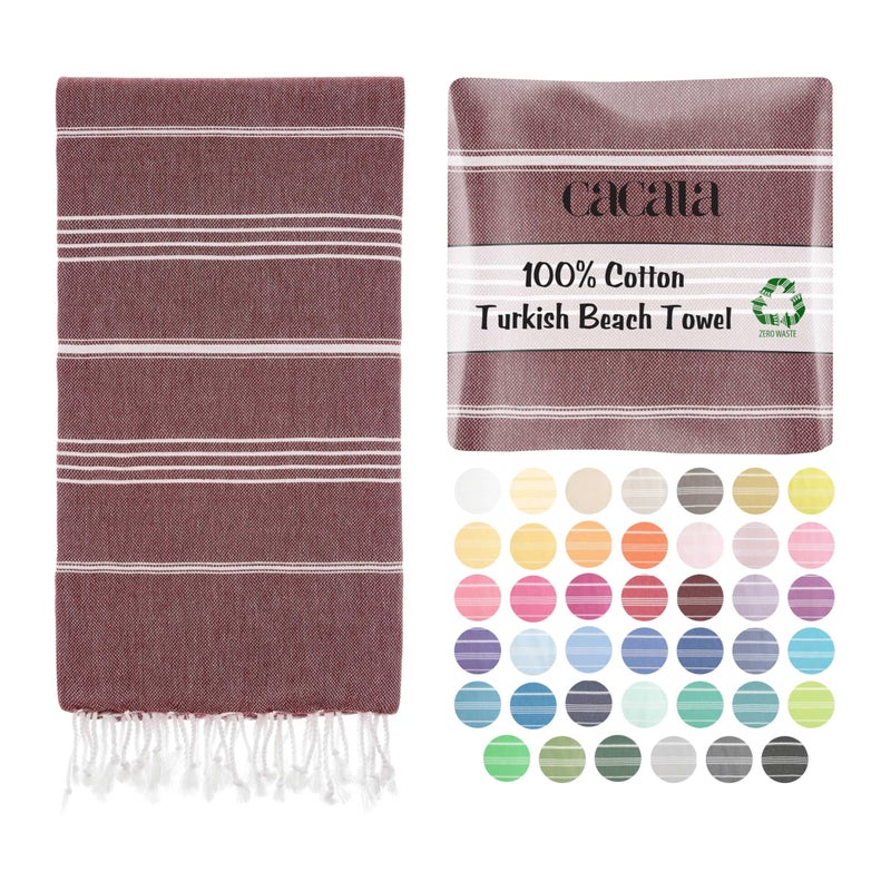 Cacala Lightweight and Thin Turkish Beach Towel 100% Cotton Sand-Free and Quick-Drying Goodness Perfect as an Extra Large Travel Towel, Beach Accessory, or Gift for Beach Lovers, 37 x 70 - Image 1