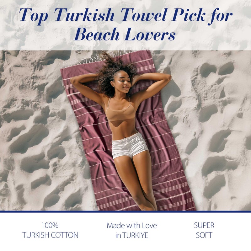 Cacala Lightweight and Thin Turkish Beach Towel 100% Cotton Sand-Free and Quick-Drying Goodness Perfect as an Extra Large Travel Towel, Beach Accessory, or Gift for Beach Lovers, 37 x 70 - Image 3