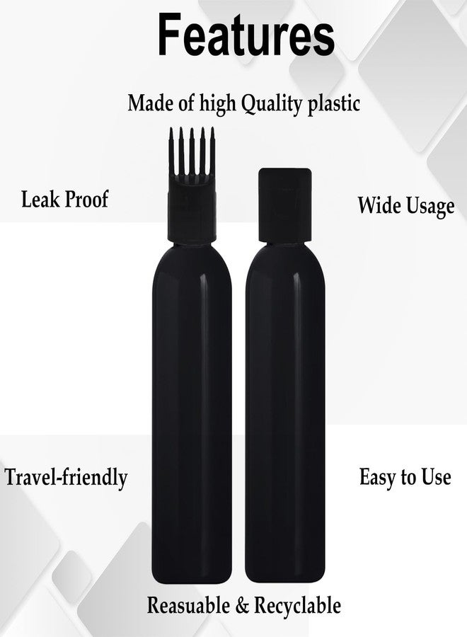HUNCHA Hair Root Applicator Bottle For Applying Hair Oil Shampoo and Medicine, Oil Applicator Bottle For Scalp With Comb, 100ml Applicator Hair Root Bottle, Black Bottle, Black Cap, Pack of 2 - Image 3
