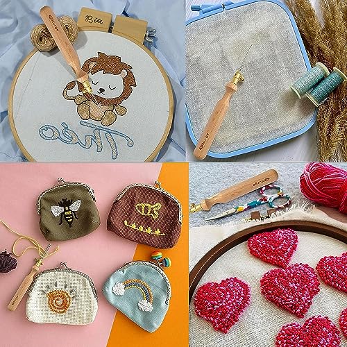 Nurge Premium Quality Punch Needle Kit, 3mm-4mm-5mm Metal Tubes and Wooden Handle Punch Needle Kits for Adult Beginner, Embroidery Weaving Tools for Thread - Image 5