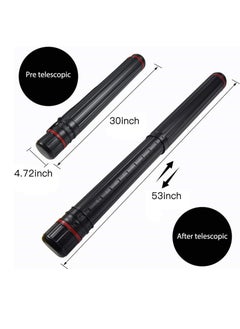 DEWEL Drawing Tube Blueprint Case Telescoping Art Tube Large Plastic Black Fishing Rods Storage Tube Expands from 30 to 53 Inches Plastic Waterproof and Light Resistant Poster Tube with Strap(Black XL Size)  - Image 2