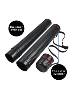 DEWEL Drawing Tube Blueprint Case Telescoping Art Tube Large Plastic Black Fishing Rods Storage Tube Expands from 30 to 53 Inches Plastic Waterproof and Light Resistant Poster Tube with Strap(Black XL Size)  - Image 3