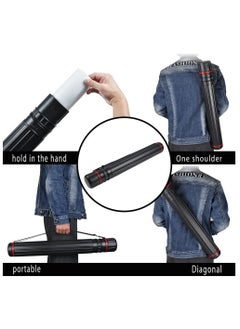 DEWEL Drawing Tube Blueprint Case Telescoping Art Tube Large Plastic Black Fishing Rods Storage Tube Expands from 30 to 53 Inches Plastic Waterproof and Light Resistant Poster Tube with Strap(Black XL Size)  - Image 5