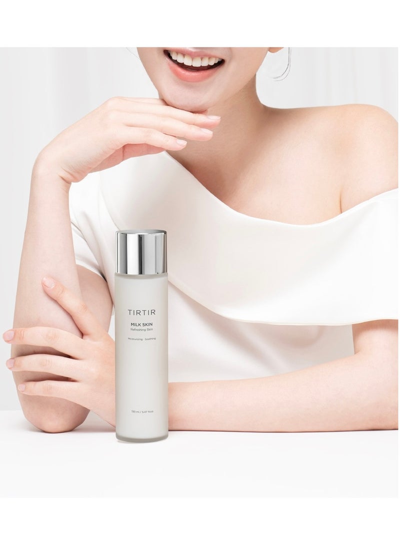 TIRTIR Milk Skin Toner_Refreshing Glow Facial Toner Skin Care for Smooth and Shiny Look, Witch Hazel, Rice Extract, Facial Moisturizer, Facial Toner for Dry Skin Types (150 ml) - Image 4