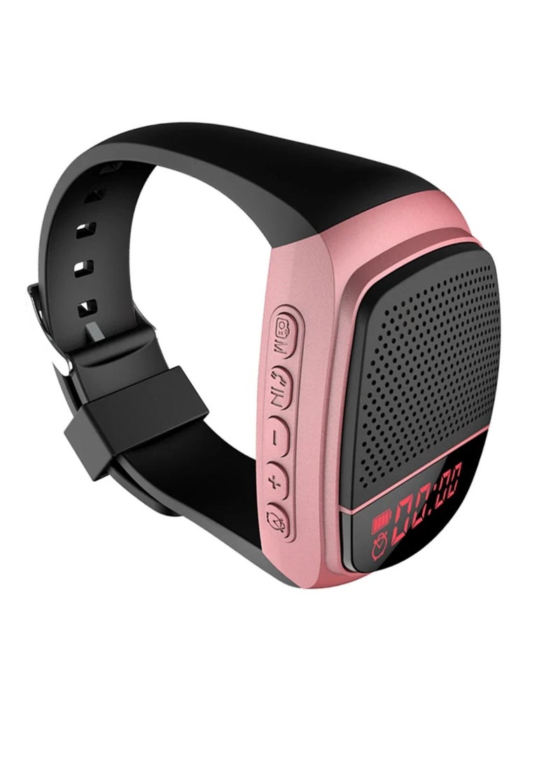 AROAQ U6 Wrist Watch Bluetooth Speaker, High Volume Running Sports Bracelet Speaker, Cool Lightening Wireless Subwoofer With Multi Function MP3 Player And FM Radio For Hiking, Climbing, (Pink, Rectangular)  - Image 1