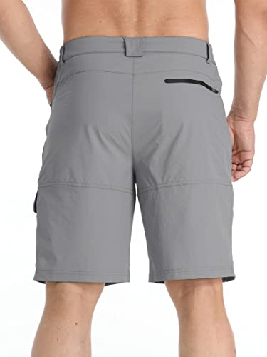 TACVASEN Mens Outdoor Hiking Shorts Summer Lightweight Quick Dry Casual Water Resistant Cargo Fishing Golf Shorts Light Grey, 36 - Image 3
