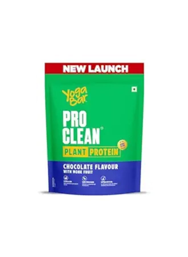 Yogabar ProClean Plant Protein Powder - 25g Protein Per Serve - Chocolate Flavour with Monk Fruit Sweetener - Cleanest & Lightest Protein with Herbs for Easy Digestion - Ideal for Vegan Diet - No Added Preservatives, No Added Sugar (500g Pouch, 13 Servings) - Image 1