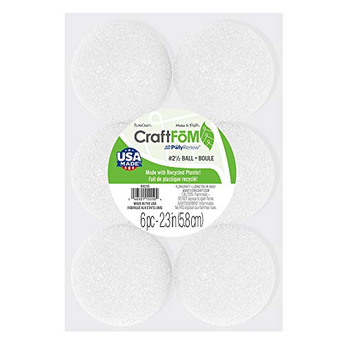 FloraCraft CraftFōM 6 Piece Ball 2.3 Inch White - Image 1